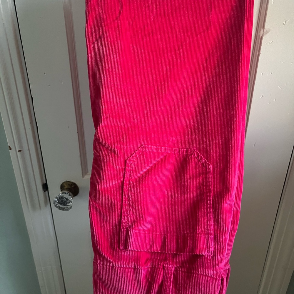 Anthropologie Maeve Colette Cropped Wide Leg Corduroy Hot Fuchsia Pink Pants 28 - Picture 10 of 13